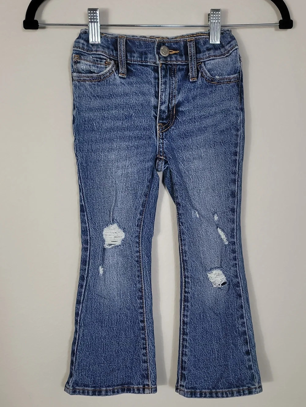 Old Navy Girls High Rise Flare Jeans Size 5 Adjustable Waist Denim Cotton